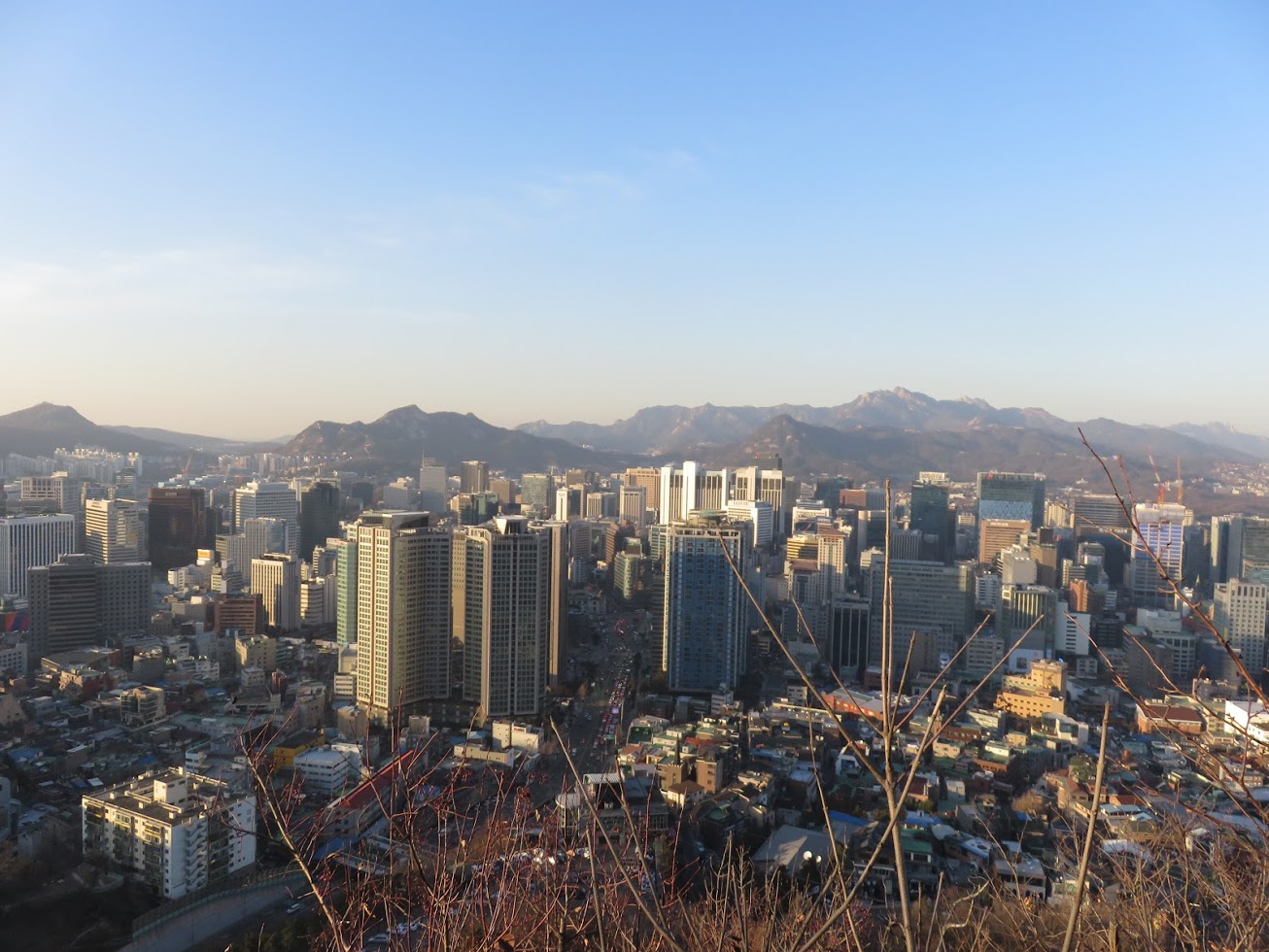 Mirando la ciudad desde las alturas del Namsan